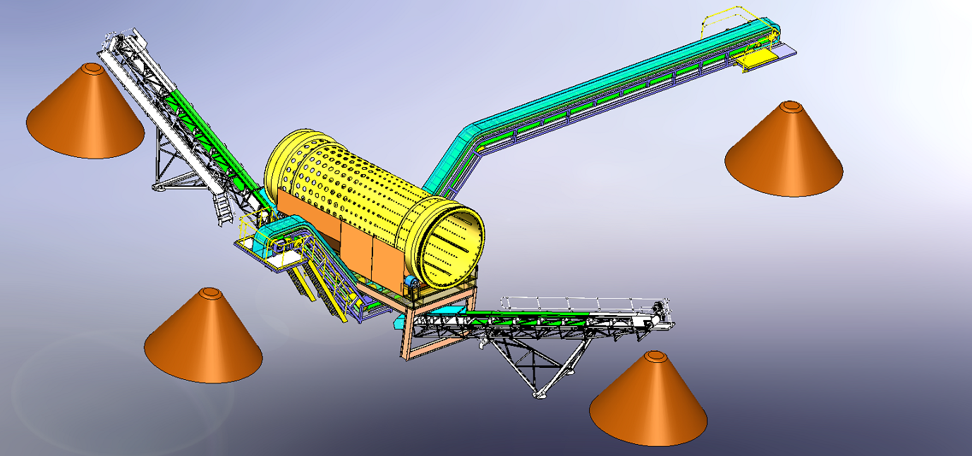 石料場石子無軸滾筒篩一臺可分級四種規格的石子